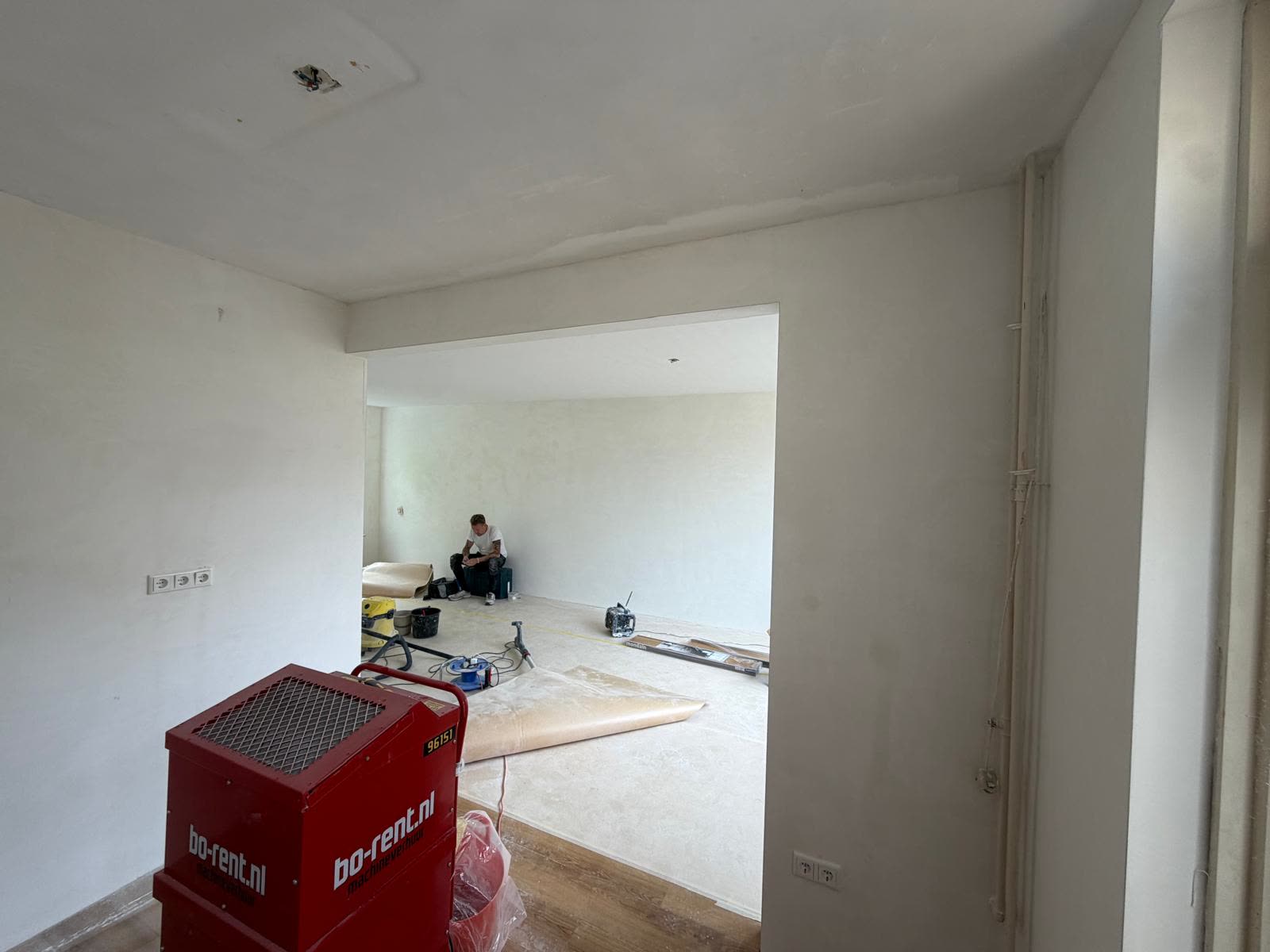 Finished opening, the steel boxed in and plastered